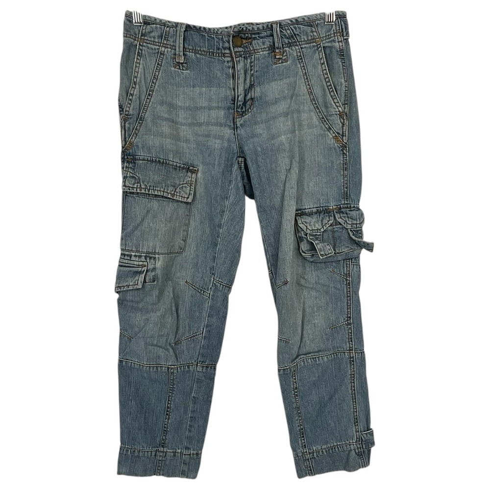 Lauren Ralph Lauren Jeans Co Womens 2 Light‎ Wash Denim Cargo Utility Pants Blue